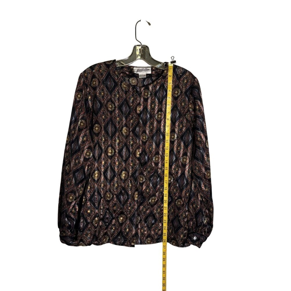 Vintage Yves St. Clair Button-Up Blouse Diamond Print Long Sleeve Size 10 - Picture 6 of 12